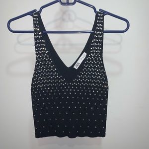 Zara Black Studded Crop Top